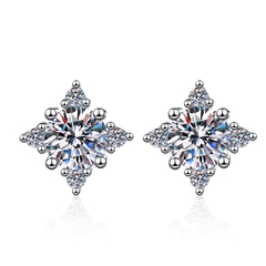 Bông Tai ESME ESES031 Kim Cương Đá Moissanite Bạc 925 Xi Kim 5 lớp