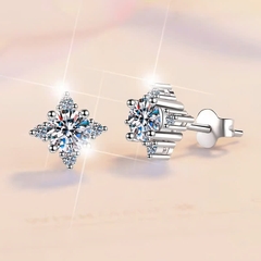 Bông Tai ESME ESES031 Kim Cương Đá Moissanite Bạc 925 Xi Kim 5 lớp