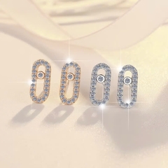 Bông Tai ESME ESES026 Kim Cương Đá Moissanite Bạc 925 Xi Kim 5 lớp