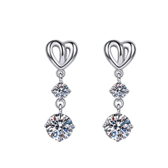 Bông Tai ESME ESES017 Kim Cương Đá Moissanite Bạc 925 Xi Kim 5 lớp