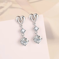 Bông Tai ESME ESES017 Kim Cương Đá Moissanite Bạc 925 Xi Kim 5 lớp