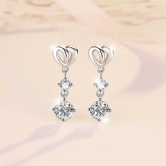 Bông Tai ESME ESES017 Kim Cương Đá Moissanite Bạc 925 Xi Kim 5 lớp