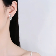 Bông Tai ESME ESES016 Kim Cương Đá Moissanite Bạc 925 Xi Kim 5 lớp