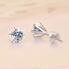 Bông Tai ESME ESES013 Kim Cương Đá Moissanite Bạc 925 Xi Kim 5 lớp