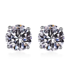 Bông Tai ESME ESES012 Kim Cương Đá Moissanite Bạc 925 Xi Kim 5 lớp
