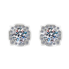 Bông Tai ESME ESES009 Kim Cương Đá Moissanite Bạc 925 Xi Kim 5 lớp