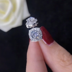 Bông Tai ESME ESES009 Kim Cương Đá Moissanite Bạc 925 Xi Kim 5 lớp