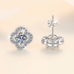 Bông Tai ESME ESES008 Kim Cương Đá Moissanite Bạc 925 Xi Kim 5 lớp