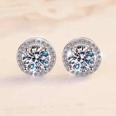 Bông Tai ESME ESES011 Kim Cương Đá Moissanite Bạc 925 Xi Kim 5 lớp