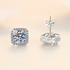 Bông Tai ESME ESES006 Kim Cương Đá Moissanite Bạc 925 Xi Kim 5 lớp