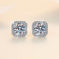 Bông Tai ESME ESES006 Kim Cương Đá Moissanite Bạc 925 Xi Kim 5 lớp