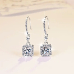 Bông Tai ESME ESES015 Kim Cương Đá Moissanite Bạc 925 Xi Kim 5 lớp
