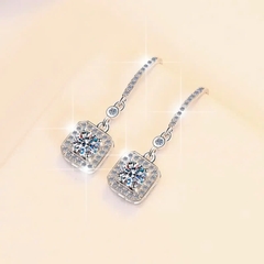 Bông Tai ESME ESES015 Kim Cương Đá Moissanite Bạc 925 Xi Kim 5 lớp