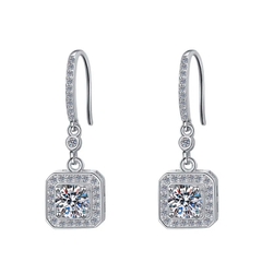 Bông Tai ESME ESES015 Kim Cương Đá Moissanite Bạc 925 Xi Kim 5 lớp