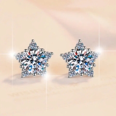 Bông Tai ESME ESES053 Kim Cương Đá Moissanite Bạc 925 Xi Kim 5 lớp