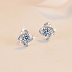 Bông Tai ESME ESES057 Kim Cương Đá Moissanite Bạc 925 Xi Kim 5 lớp