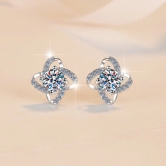 Bông Tai ESME ESES057 Kim Cương Đá Moissanite Bạc 925 Xi Kim 5 lớp
