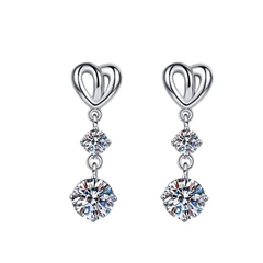 Bông Tai ESME ESES0017 Kim Cương Đá Moissanite Bạc 925 Xi Kim 5 lớp