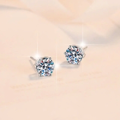 Bông Tai ESME ESES054 Kim Cương Đá Moissanite Bạc 925 Xi Kim 5 lớp