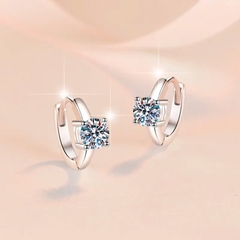 Bông Tai ESME ESES060 Kim Cương Đá Moissanite Bạc 925 Xi Kim 5 lớp