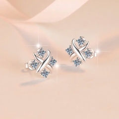 Bông Tai ESME ESES0061 Kim Cương Đá Moissanite Bạc 925 Xi Kim 5 lớp