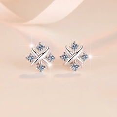 Bông Tai ESME ESES0061 Kim Cương Đá Moissanite Bạc 925 Xi Kim 5 lớp