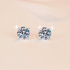 Bông Tai ESME ESES0066 Kim Cương Đá Moissanite Bạc 925 Xi Kim 5 lớp