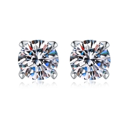 Bông Tai ESME ESES0066 Kim Cương Đá Moissanite Bạc 925 Xi Kim 5 lớp
