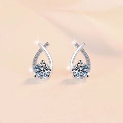 Bông Tai ESME ESES0067 Kim Cương Đá Moissanite Bạc 925 Xi Kim 5 lớp