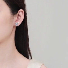 Bông Tai ESME ESES0071 Kim Cương Đá Moissanite Bạc 925 Xi Kim 5 lớp