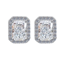 Bông Tai ESME ESES0071 Kim Cương Đá Moissanite Bạc 925 Xi Kim 5 lớp