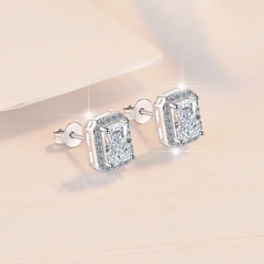 Bông Tai ESME ESES0071 Kim Cương Đá Moissanite Bạc 925 Xi Kim 5 lớp