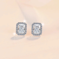 Bông Tai ESME ESES0071 Kim Cương Đá Moissanite Bạc 925 Xi Kim 5 lớp
