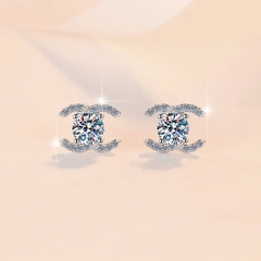 Bông Tai ESME ESES0069 Kim Cương Đá Moissanite Bạc 925 Xi Kim 5 lớp