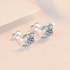 Bông Tai ESME ESES0069 Kim Cương Đá Moissanite Bạc 925 Xi Kim 5 lớp