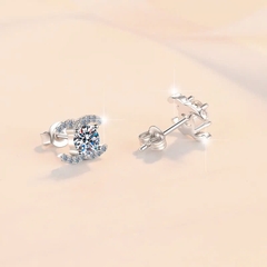 Bông Tai ESME ESES0069 Kim Cương Đá Moissanite Bạc 925 Xi Kim 5 lớp