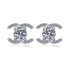 Bông Tai ESME ESES0069 Kim Cương Đá Moissanite Bạc 925 Xi Kim 5 lớp