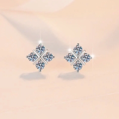 Bông Tai ESME ESES0070 Kim Cương Đá Moissanite Bạc 925 Xi Kim 5 lớp