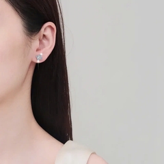 Bông Tai ESME ESES0070 Kim Cương Đá Moissanite Bạc 925 Xi Kim 5 lớp