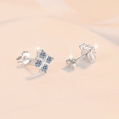 Bông Tai ESME ESES0070 Kim Cương Đá Moissanite Bạc 925 Xi Kim 5 lớp