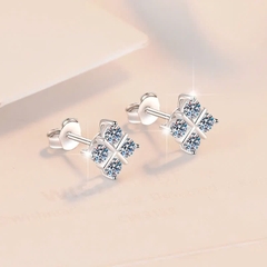 Bông Tai ESME ESES0070 Kim Cương Đá Moissanite Bạc 925 Xi Kim 5 lớp