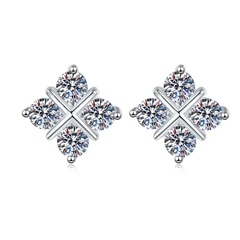 Bông Tai ESME ESES0070 Kim Cương Đá Moissanite Bạc 925 Xi Kim 5 lớp
