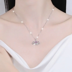 Dây Chuyền ESME ESHK039F Kim Cương Đá Moissanite Bạc 925 Xi Kim 5 lớp
