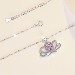 Dây Chuyền ESME ESHK039F Kim Cương Đá Moissanite Bạc 925 Xi Kim 5 lớp