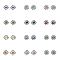 Bông Tai ESME ESES008C Kim Cương Đá Moissanite Bạc 925 Xi Kim 5 lớp