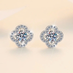 Bông Tai ESME ESES008C Kim Cương Đá Moissanite Bạc 925 Xi Kim 5 lớp