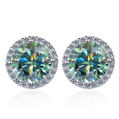 Bông Tai ESME ESES011C Kim Cương Đá Moissanite Bạc 925 Xi Kim 5 lớp