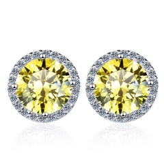 Bông Tai ESME ESES011C Kim Cương Đá Moissanite Bạc 925 Xi Kim 5 lớp