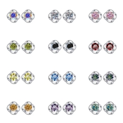 Bông Tai ESME ESES021C Kim Cương Đá Moissanite Bạc 925 Xi Kim 5 lớp