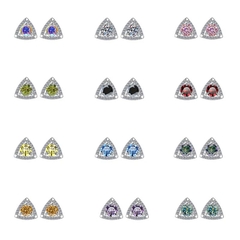 Bông Tai ESME ESES024C Kim Cương Đá Moissanite Bạc 925 Xi Kim 5 lớp